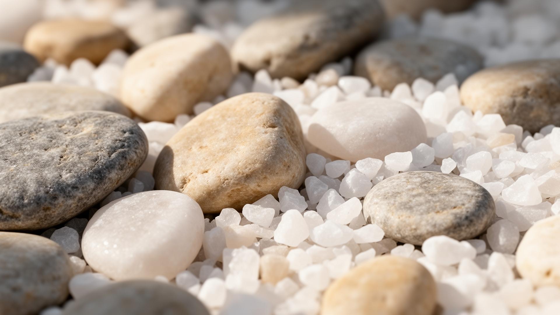 Natural pebbles and crushed marble